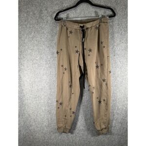 Bobi Los Angeles Pants Women Small Green Star Joggers Comfort Lounge Cozy